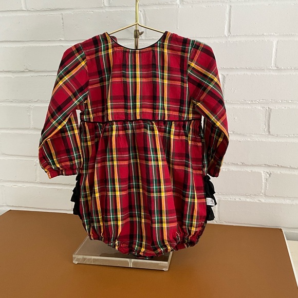 Toddler Girls Size 2T Ruffle Butts Christmas Plaid Long Sleeve Romper - Picture 1 of 8